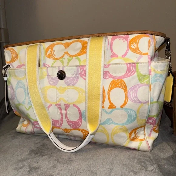 Coach Multicolor Coach Hampton Scribble Signature Tote Bag - Picture 8 of 14
